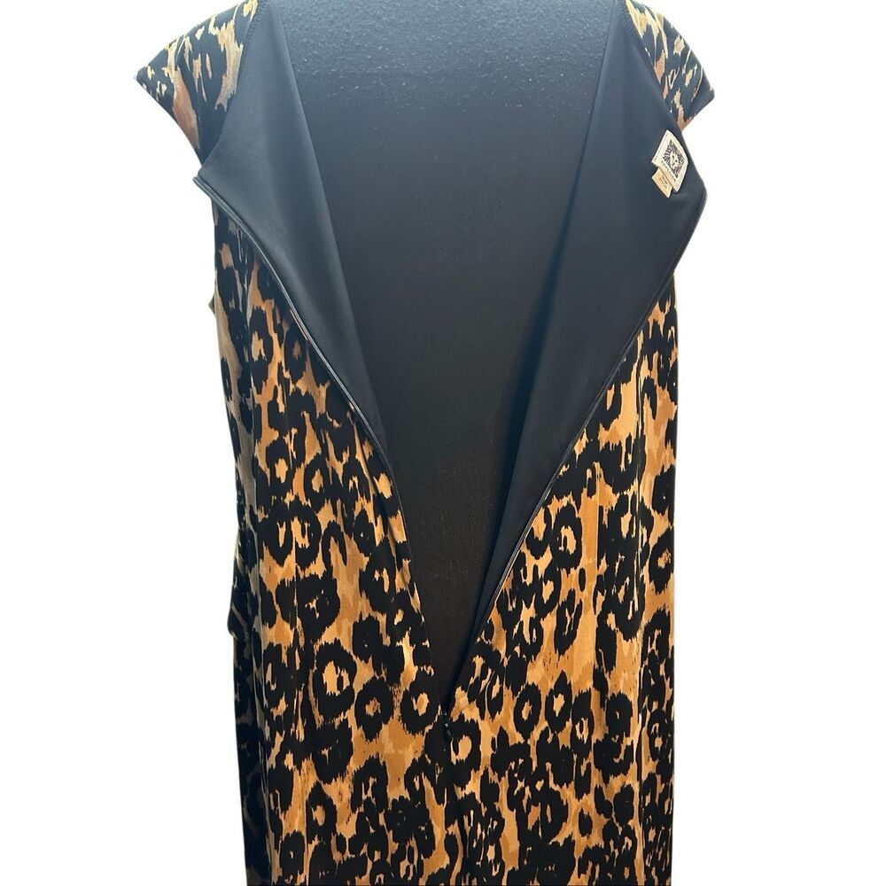 Anne Klein Women's Plus 16W Leopard Print Faux Wrap Sheath Dress Cap Sleeve - Picture 6 of 9